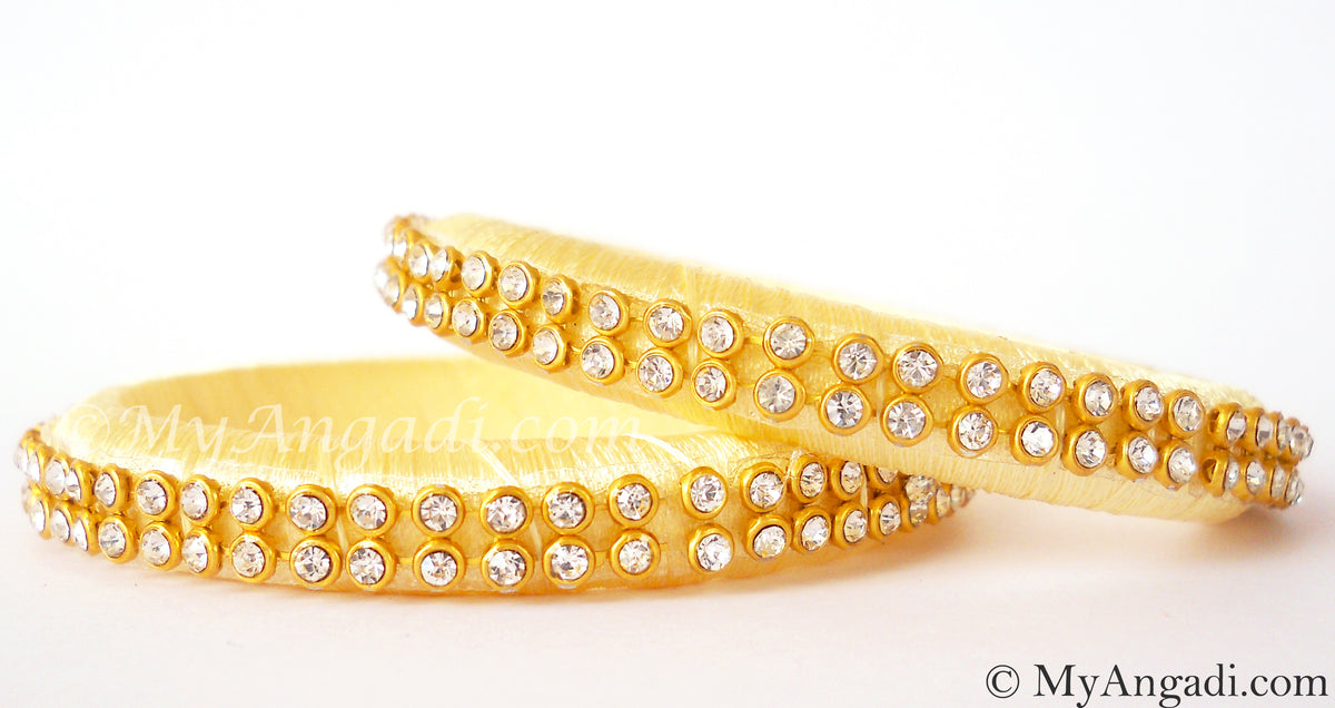 Ivory Colour Silk Thread Bangles-2 Set