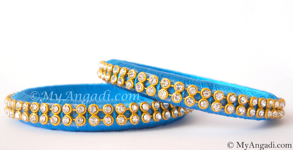 Blue Colour Silk Thread Bangles-2 Set
