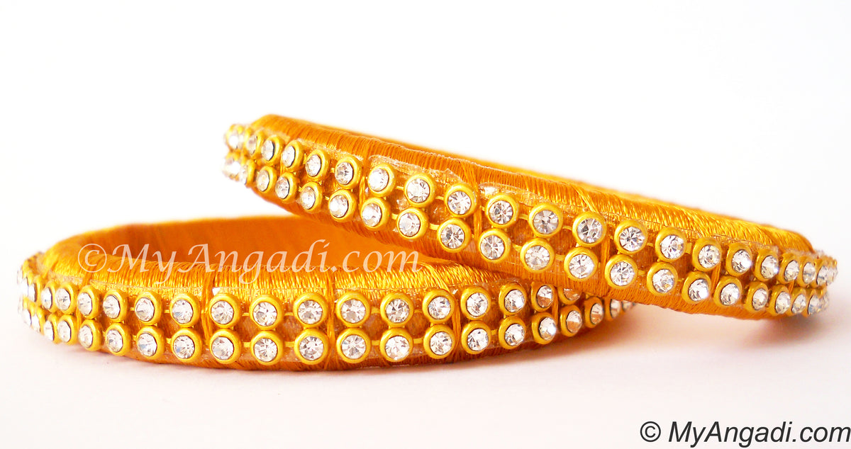 Golden Colour Silk Thread Bangles-2 Set
