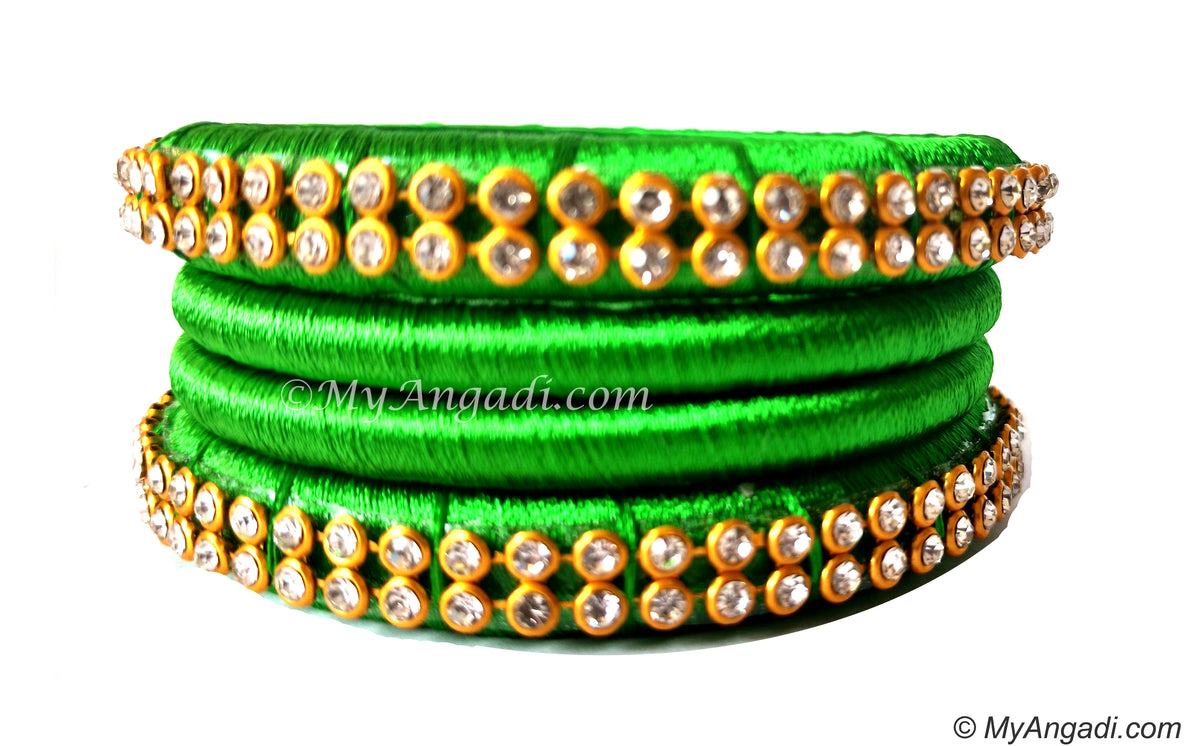Lime Green Silk Thread Bangles-4 Set
