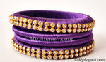 Violet Colour Silk Thread Bangles-4 Set