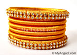 Golden Colour Silk Thread Bangles-6 Set