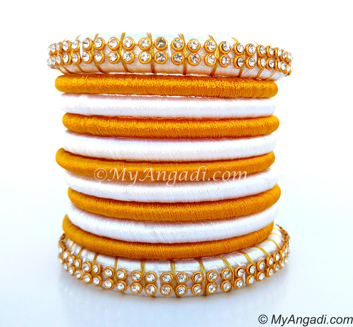 WhiteSilk Thread Bangles-11 Set