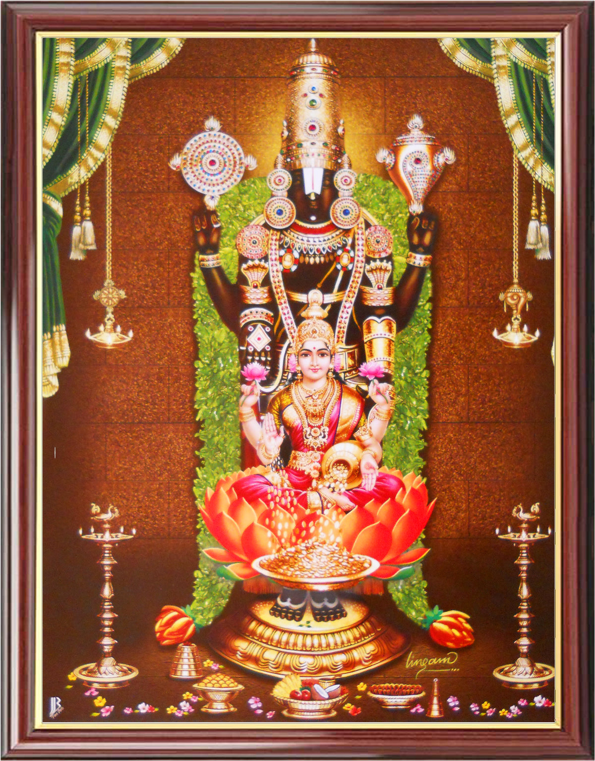 LordThirupathi Balaji with Lakshmi Face Photo Frame Big
