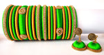 Lime Green Grand Wedding Silk Thread Bangle Set with Jhumka Earrings
