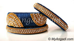 Dark Blue Grand Kada Bridal Silk Thread Bangle Set