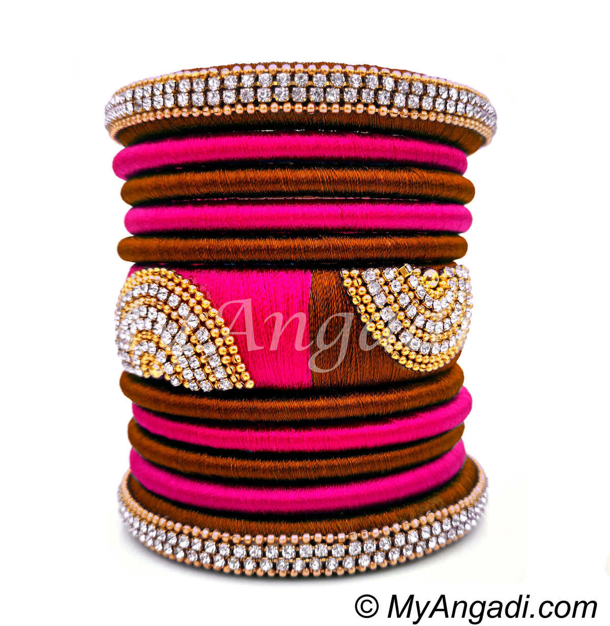 Kakki- Pink Colour Grand Kada Bridal Silk Thread Bangle Set