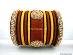 Kakki with Gold Combination Grand Kada Bridal Silk Thread Bangle Set