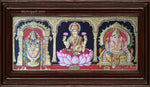 Balaji Lakshmi Saraswathi Double Emboss Tanjore Painting