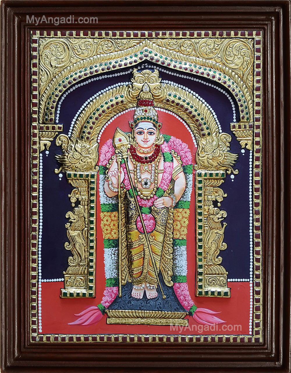 Murugan Double Emboss Tanjore Painting