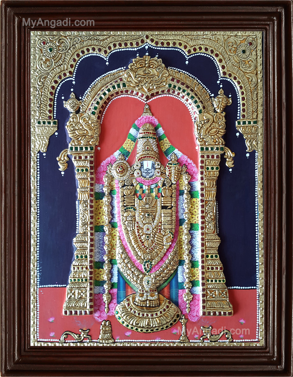 Thirupathi Balaji Double Emboss Tanjore Painting
