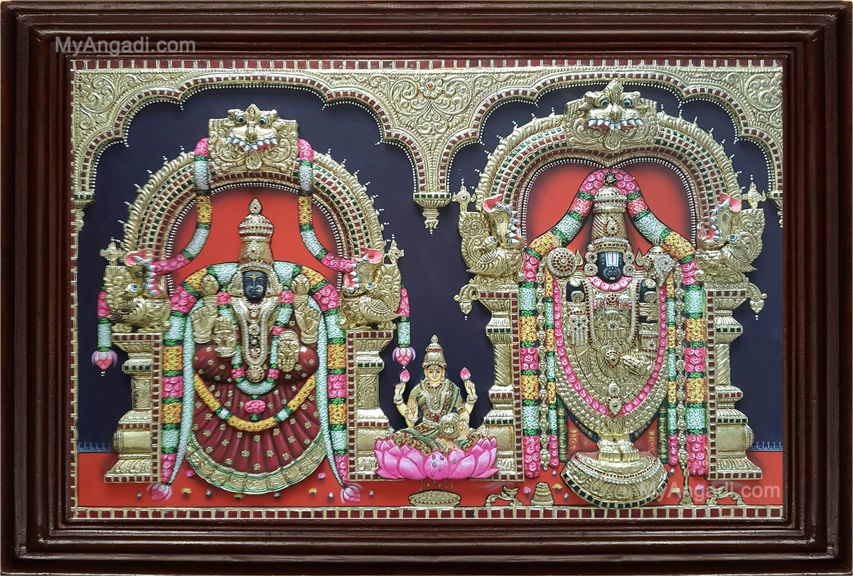 Thirupathi Balaji Padmavathi Amman Lakshmi3D Tanjore Painting