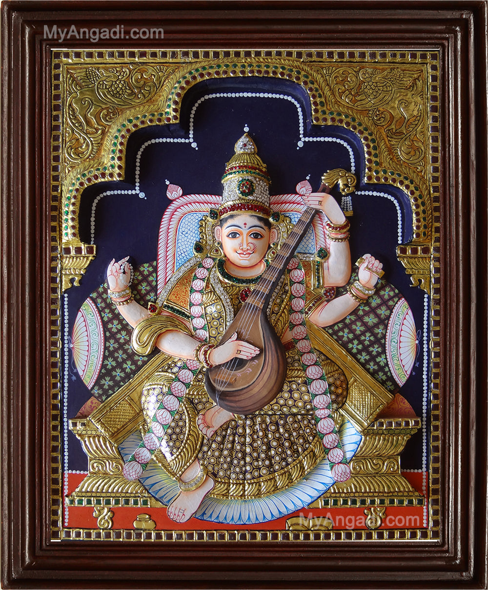 Saraswathi3D Tanjore Painting