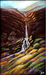 Water Fall Natural Scenary Oil Painting