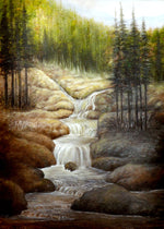 Water Fall Natural Scenary Oil Painting