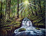 Water Fall Natural Scenary Oil Painting