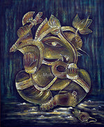 Ganesha Acrylic Mural Painting