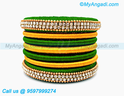 Green Colour Silk Thread Bangles