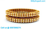 Kakki Colour Silk Thread Bangles with Gold Jari