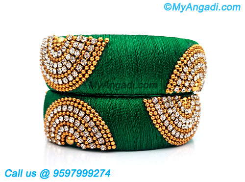 Green Colour Silk Thread Bangles