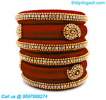 Maroon Colour Silk Thread Bangles