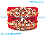Red Colour Silk Thread Bangles with Pearl