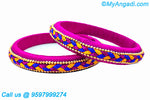 Pink Colour Silk Thread Bangles