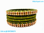 Olive Green Colour Silk Thread Bangles with Gold Jari