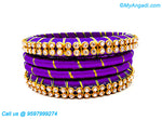 Violet Colour Silk Thread Bangles with Gold Jari
