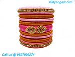 Rose Colour Silk Thread Bangles