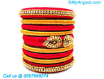 Red Colour Silk Thread Bangles