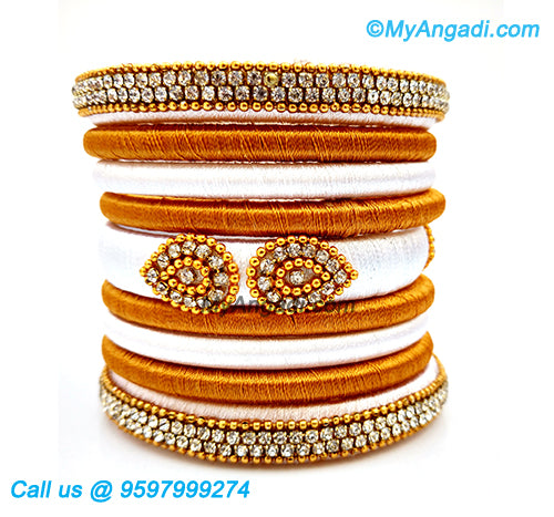 White Colour Silk Thread Bangles