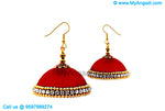Maroon Colour Silk Thread Jhumukka Earrings