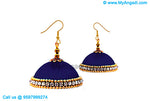 Dark Blue Colour Silk Thread Jhumukka Earrings