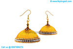Golden Colour Silk Thread Jhumukka Earrings