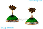 Teal Green Colour Silk Thread Jhumukka Earrings