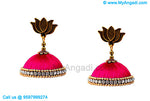 Majenta Colour Silk Thread Jhumukka Earrings