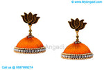 Orange Colour Silk Thread Jhumukka Earrings