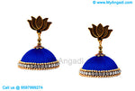 Royal Blue Colour Silk Thread Jhumukka Earrings