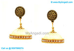 Ivory Colour Silk Thread Jhumukka Earrings