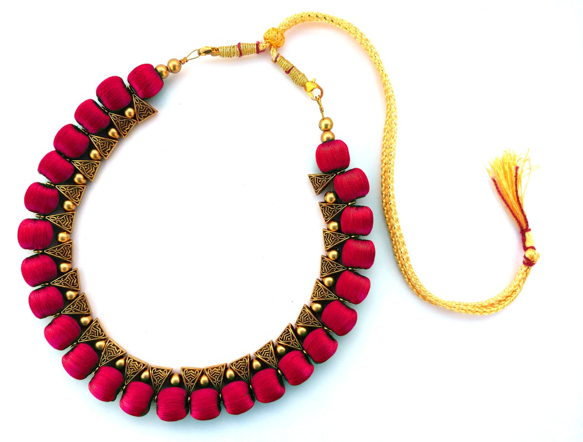 Youth Magenta Silk Thread Necklace