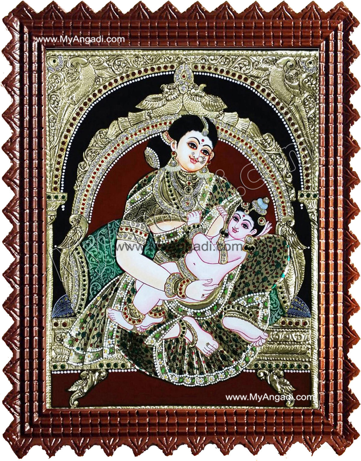 Yasodha Feeding Krishna Tanjore Paintings