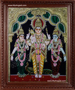 Murugan with Valli and Devasena Tanjore Painting