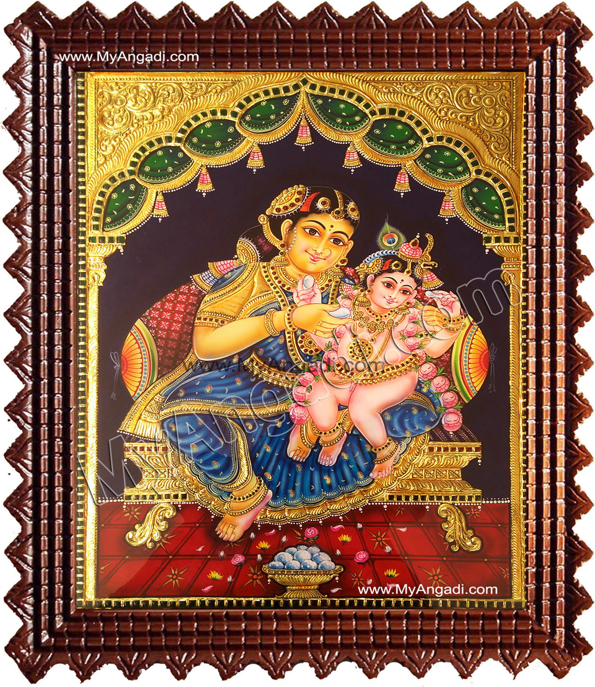 Krishna and Mother Yasoda Tanjore Paintings