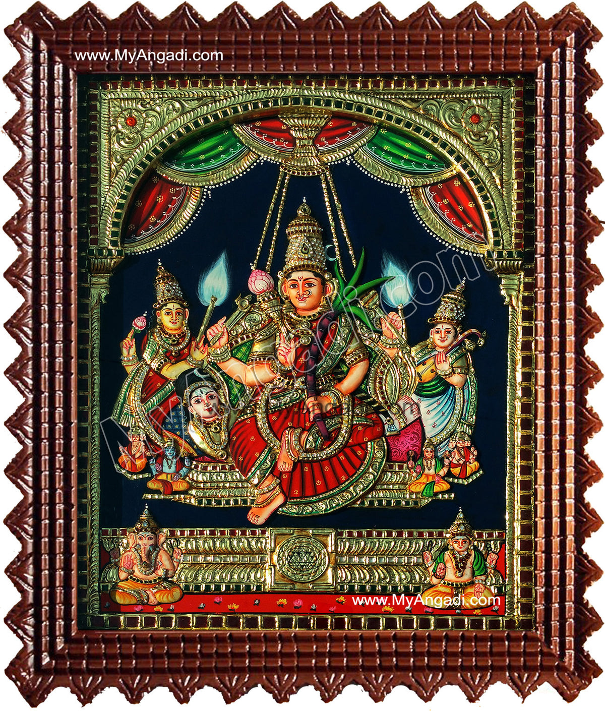 Raja Rajeswari Super Emboss Tanjore Painting