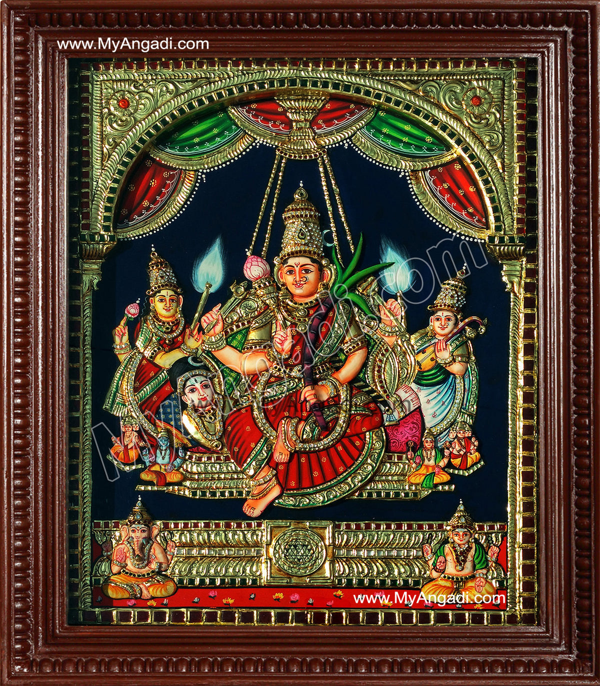 Raja Rajeswari Super Emboss Tanjore Painting