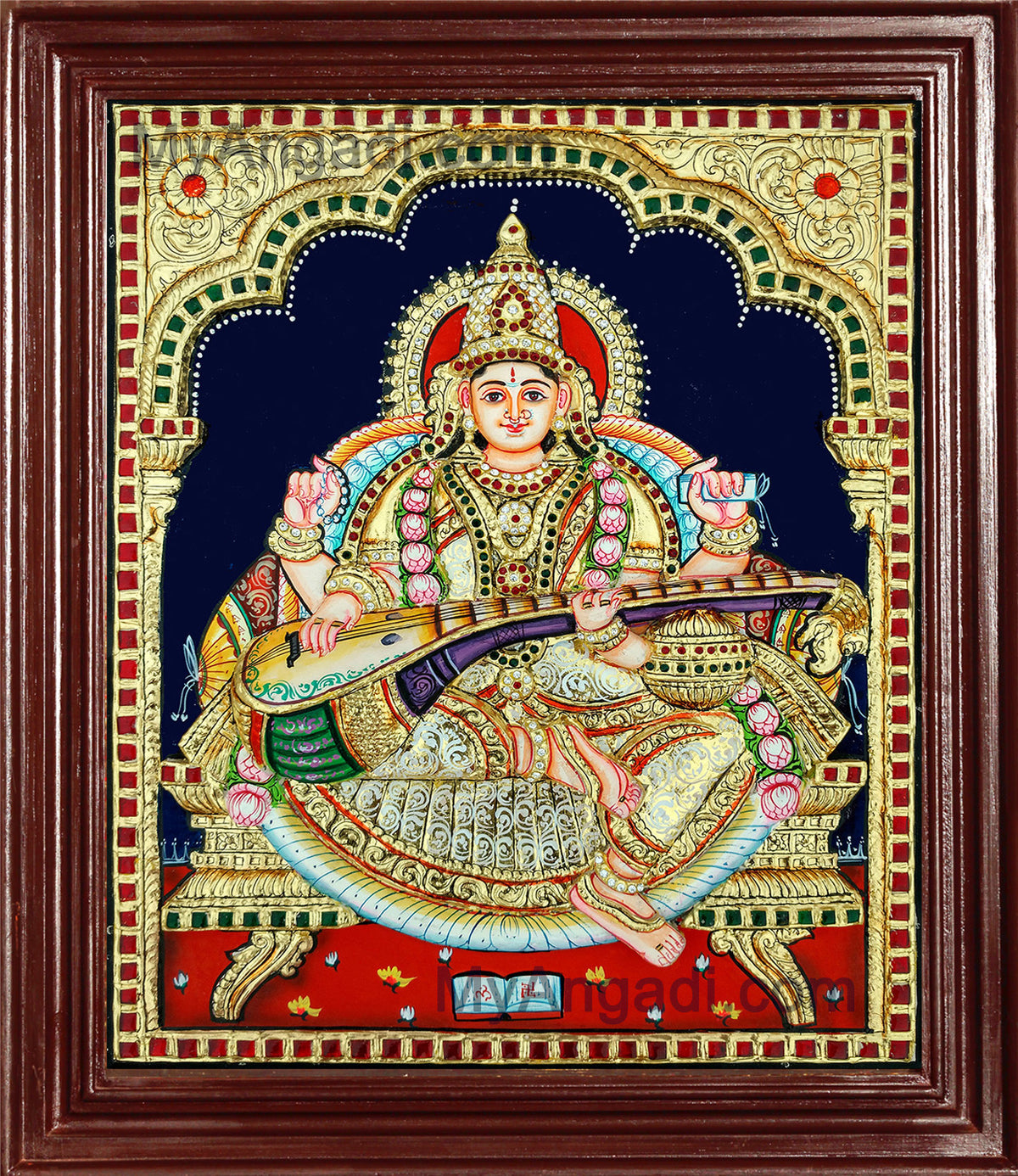 Saraswati Super Emboss Tanjore Painting