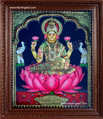 Lakshmi in Lotus Super Emboss Tanjore Painting