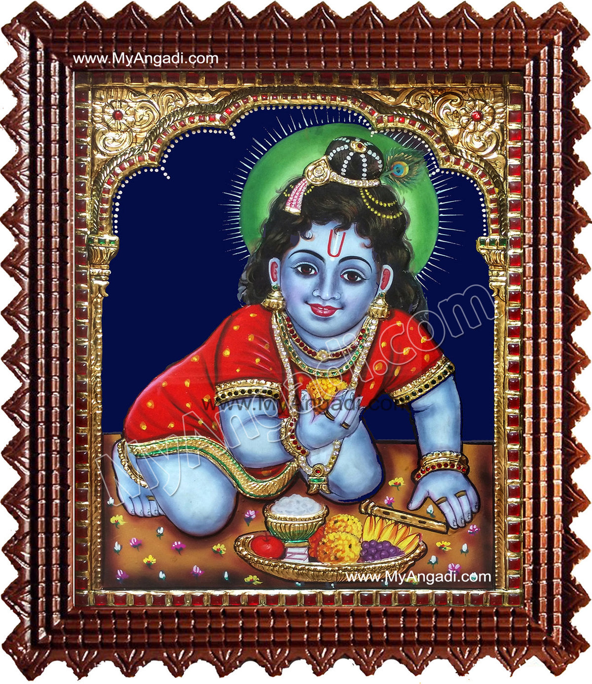 Baby Krishna Super Emboss Tanjore Painting