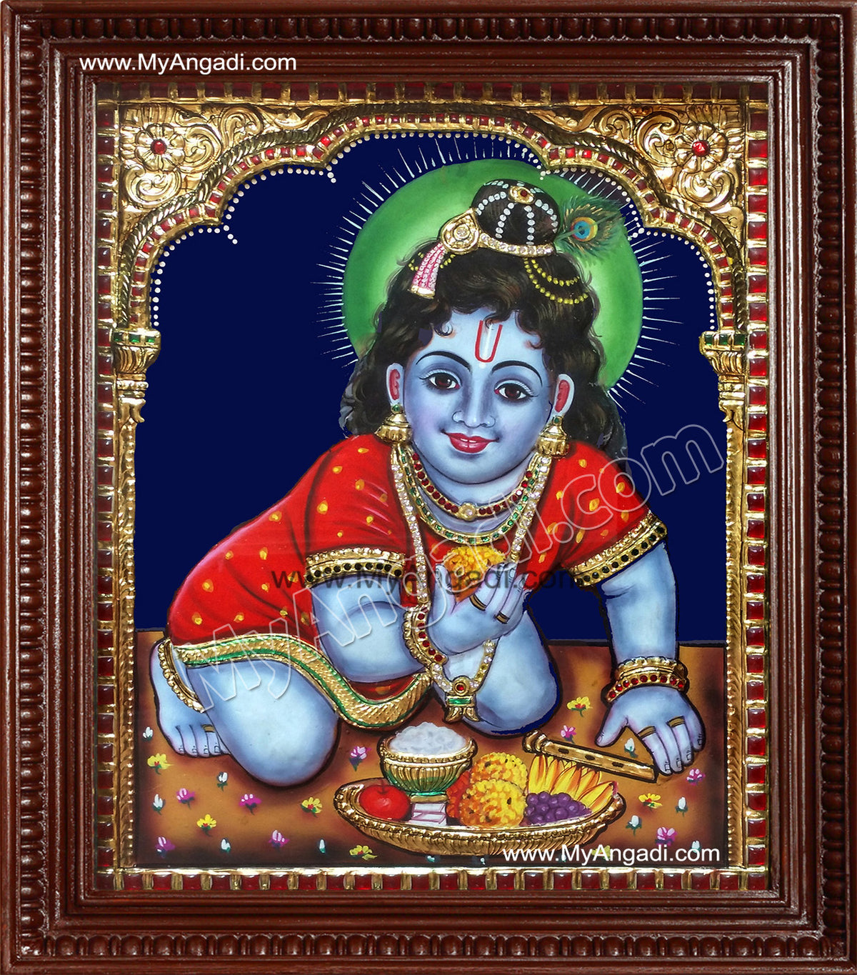 Baby Krishna Super Emboss Tanjore Painting